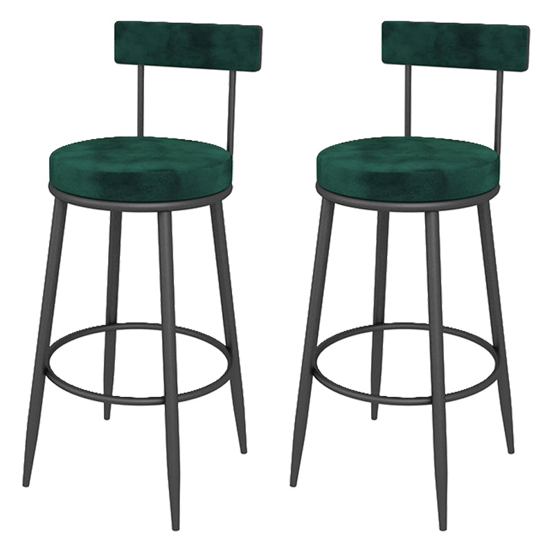 Contemporary Style Upholstered Counter Stool Bar-height Bar Stool with Metal Legs Green-Black 2 Piece Set Clearhalo 'Bar Furniture' 'Bar Stools' 'bar_stools' 'furn' 'furn_bar_stools' 'Furniture' 'Kitchen & Dining Furniture' 6244718