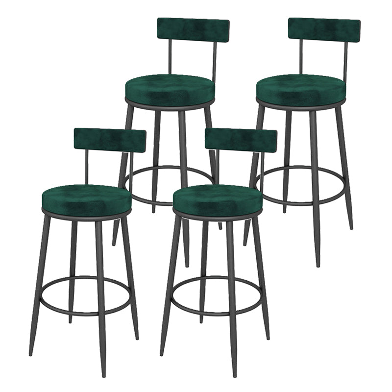Contemporary Style Upholstered Counter Stool Bar-height Bar Stool with Metal Legs Green-Black 4 Piece Set Clearhalo 'Bar Furniture' 'Bar Stools' 'bar_stools' 'furn' 'furn_bar_stools' 'Furniture' 'Kitchen & Dining Furniture' 6244719