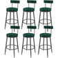 Contemporary Style Upholstered Counter Stool Bar-height Bar Stool with Metal Legs Green-Black 6 Piece Set Clearhalo 'Bar Furniture' 'Bar Stools' 'bar_stools' 'furn' 'furn_bar_stools' 'Furniture' 'Kitchen & Dining Furniture' 6244720