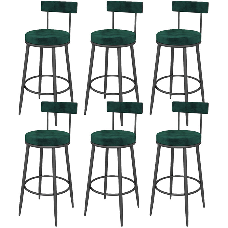 Contemporary Style Upholstered Counter Stool Bar-height Bar Stool with Metal Legs Green-Black 6 Piece Set Clearhalo 'Bar Furniture' 'Bar Stools' 'bar_stools' 'furn' 'furn_bar_stools' 'Furniture' 'Kitchen & Dining Furniture' 6244720
