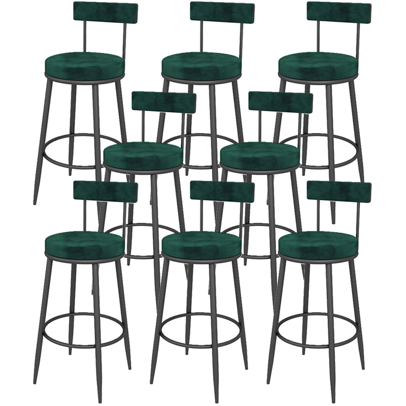 Contemporary Style Upholstered Counter Stool Bar-height Bar Stool with Metal Legs Green-Black 8 Piece Set Clearhalo 'Bar Furniture' 'Bar Stools' 'bar_stools' 'furn' 'furn_bar_stools' 'Furniture' 'Kitchen & Dining Furniture' 6244721