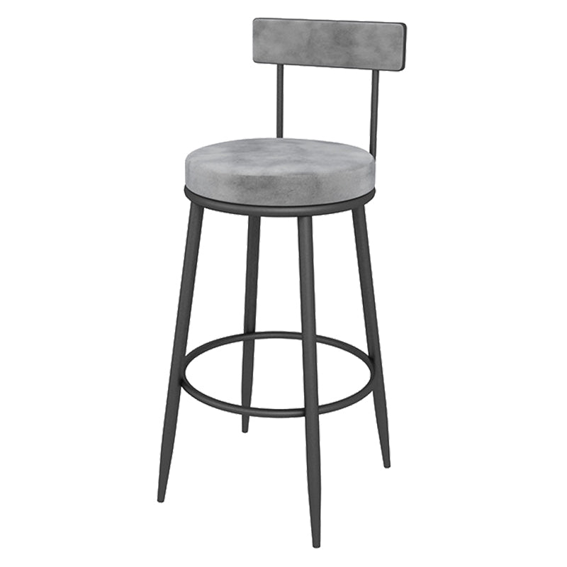 Contemporary Style Upholstered Counter Stool Bar-height Bar Stool with Metal Legs Black-Gray 1 Piece Clearhalo 'Bar Furniture' 'Bar Stools' 'bar_stools' 'furn' 'furn_bar_stools' 'Furniture' 'Kitchen & Dining Furniture' 6244722