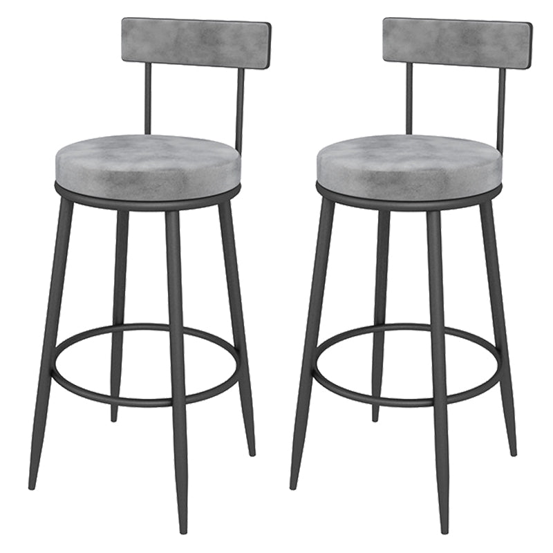 Contemporary Style Upholstered Counter Stool Bar-height Bar Stool with Metal Legs Black-Gray 2 Piece Set Clearhalo 'Bar Furniture' 'Bar Stools' 'bar_stools' 'furn' 'furn_bar_stools' 'Furniture' 'Kitchen & Dining Furniture' 6244723