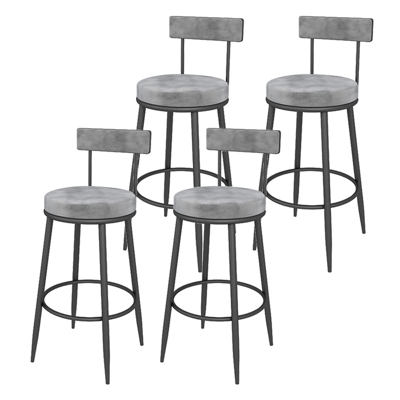 Contemporary Style Upholstered Counter Stool Bar-height Bar Stool with Metal Legs Black-Gray 4 Piece Set Clearhalo 'Bar Furniture' 'Bar Stools' 'bar_stools' 'furn' 'furn_bar_stools' 'Furniture' 'Kitchen & Dining Furniture' 6244724