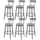 Contemporary Style Upholstered Counter Stool Bar-height Bar Stool with Metal Legs Black-Gray 6 Piece Set Clearhalo 'Bar Furniture' 'Bar Stools' 'bar_stools' 'furn' 'furn_bar_stools' 'Furniture' 'Kitchen & Dining Furniture' 6244725