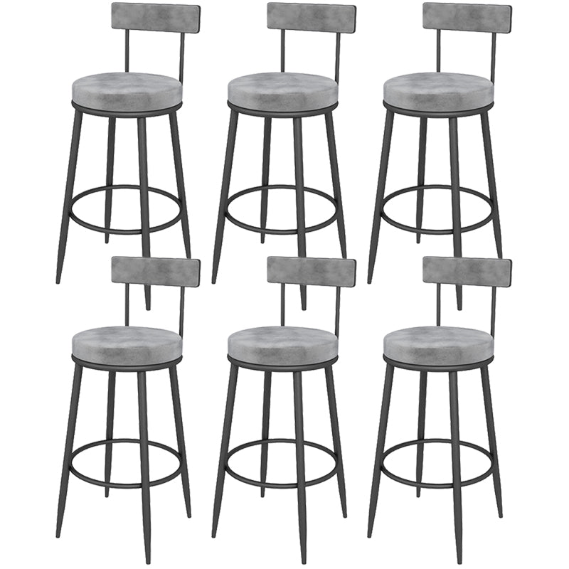 Contemporary Style Upholstered Counter Stool Bar-height Bar Stool with Metal Legs Black-Gray 6 Piece Set Clearhalo 'Bar Furniture' 'Bar Stools' 'bar_stools' 'furn' 'furn_bar_stools' 'Furniture' 'Kitchen & Dining Furniture' 6244725