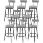 Contemporary Style Upholstered Counter Stool Bar-height Bar Stool with Metal Legs Black-Gray 8 Piece Set Clearhalo 'Bar Furniture' 'Bar Stools' 'bar_stools' 'furn' 'furn_bar_stools' 'Furniture' 'Kitchen & Dining Furniture' 6244726