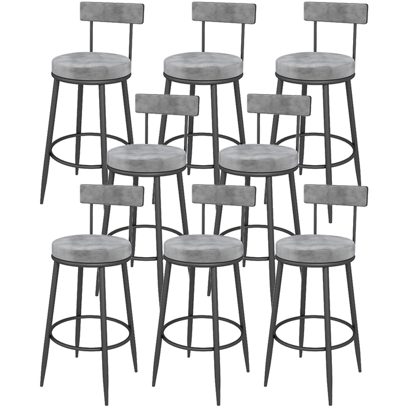 Contemporary Style Upholstered Counter Stool Bar-height Bar Stool with Metal Legs Black-Gray 8 Piece Set Clearhalo 'Bar Furniture' 'Bar Stools' 'bar_stools' 'furn' 'furn_bar_stools' 'Furniture' 'Kitchen & Dining Furniture' 6244726