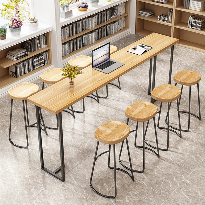 Tabouret de comptoir en bois de style contemporain Tabouret de bar sans dossier avec pieds en métal