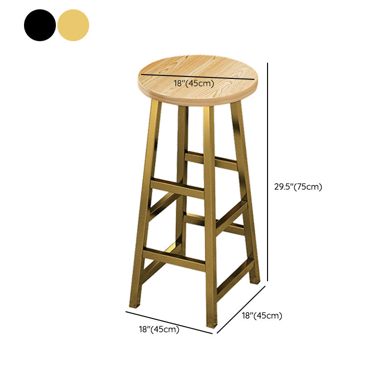Tabouret de comptoir en bois de style contemporain Tabouret de bar sans dossier avec pieds en métal