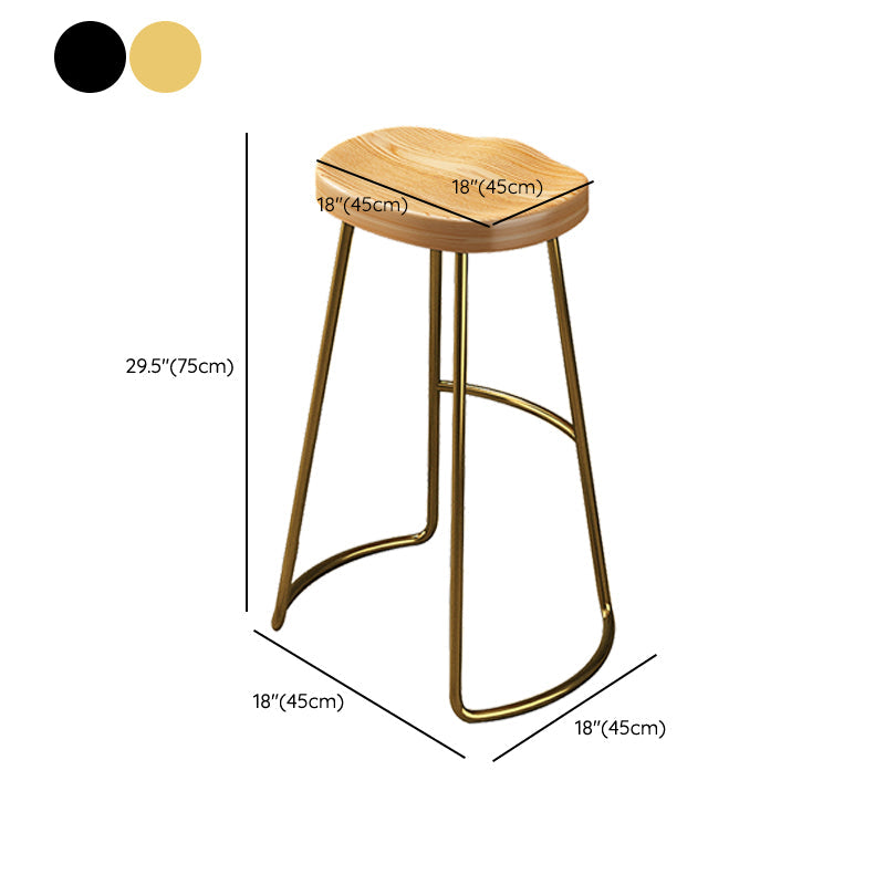 Tabouret de comptoir en bois de style contemporain Tabouret de bar sans dossier avec pieds en métal
