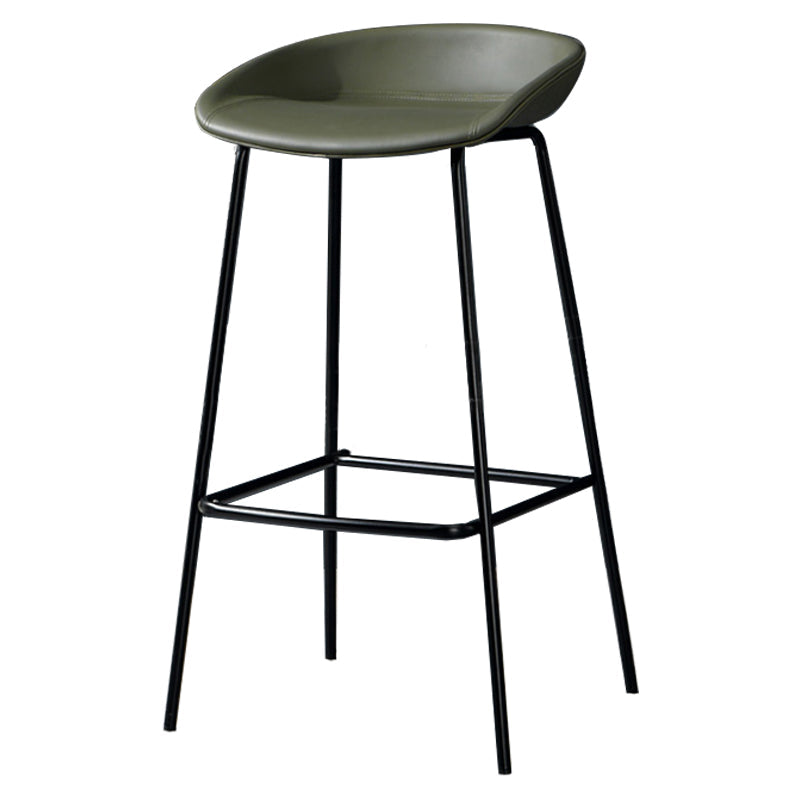 Contemporary Faux Leather Counter Stool Counter Height Bar Stool with Footrest Army Green 1 Piece Clearhalo 'Bar Furniture' 'Bar Stools' 'bar_stools' 'furn' 'furn_bar_stools' 'Furniture' 'Kitchen & Dining Furniture' 6244972