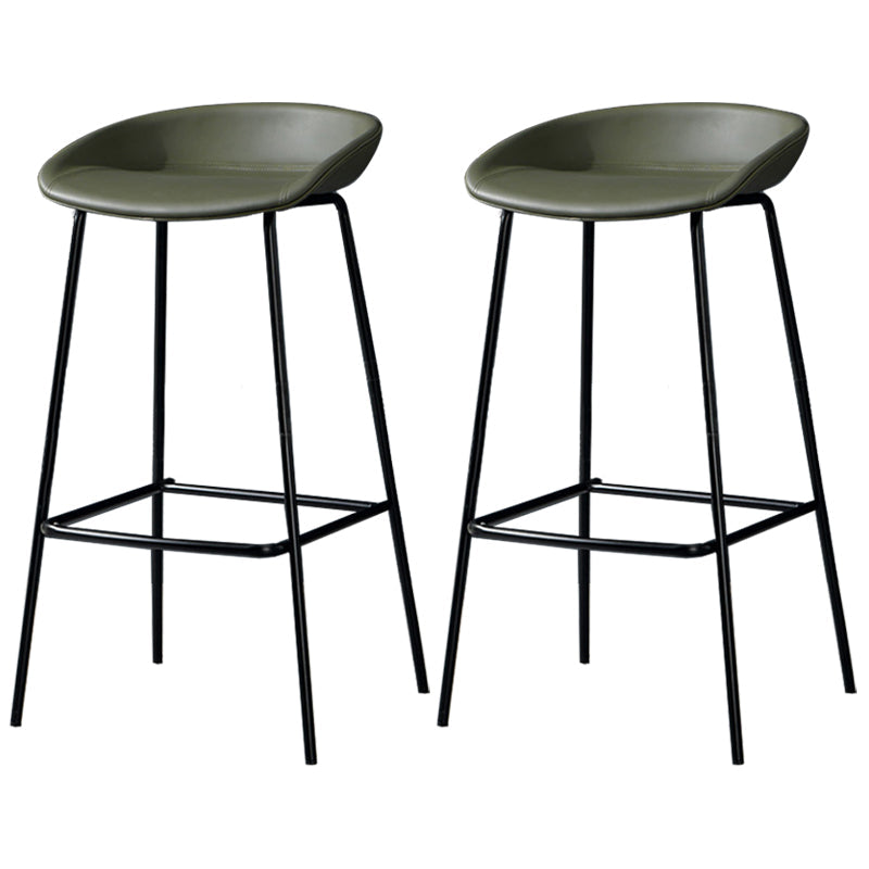 Contemporary Faux Leather Counter Stool Counter Height Bar Stool with Footrest Army Green 2 Piece Set Clearhalo 'Bar Furniture' 'Bar Stools' 'bar_stools' 'furn' 'furn_bar_stools' 'Furniture' 'Kitchen & Dining Furniture' 6244973