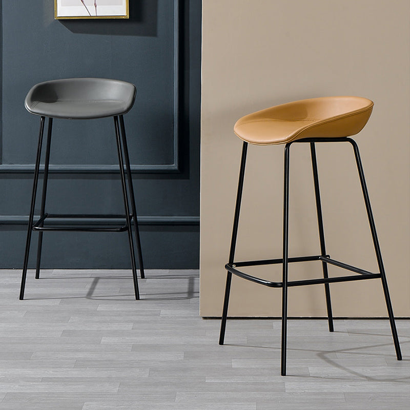 Contemporary Faux Leather Counter Stool Counter Height Bar Stool with Footrest Clearhalo 'Bar Furniture' 'Bar Stools' 'bar_stools' 'furn' 'furn_bar_stools' 'Furniture' 'Kitchen & Dining Furniture' 6244974
