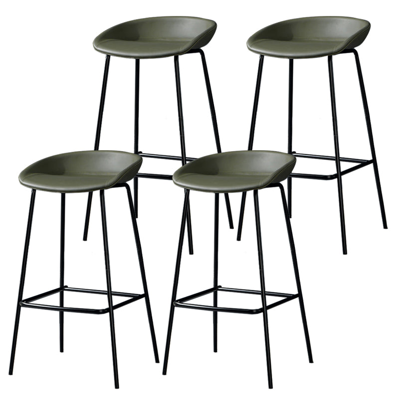 Contemporary Faux Leather Counter Stool Counter Height Bar Stool with Footrest Army Green 4 Piece Set Clearhalo 'Bar Furniture' 'Bar Stools' 'bar_stools' 'furn' 'furn_bar_stools' 'Furniture' 'Kitchen & Dining Furniture' 6244975