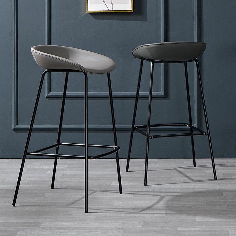 Contemporary Faux Leather Counter Stool Counter Height Bar Stool with Footrest Clearhalo 'Bar Furniture' 'Bar Stools' 'bar_stools' 'furn' 'furn_bar_stools' 'Furniture' 'Kitchen & Dining Furniture' 6244976