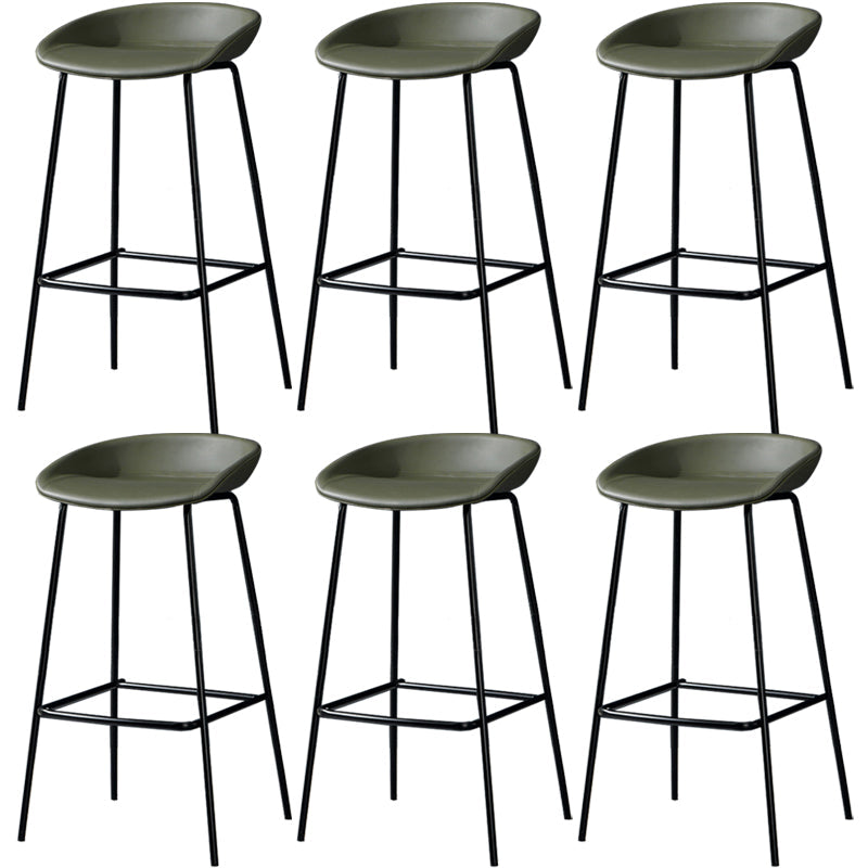 Contemporary Faux Leather Counter Stool Counter Height Bar Stool with Footrest Army Green 6 Piece Set Clearhalo 'Bar Furniture' 'Bar Stools' 'bar_stools' 'furn' 'furn_bar_stools' 'Furniture' 'Kitchen & Dining Furniture' 6244978