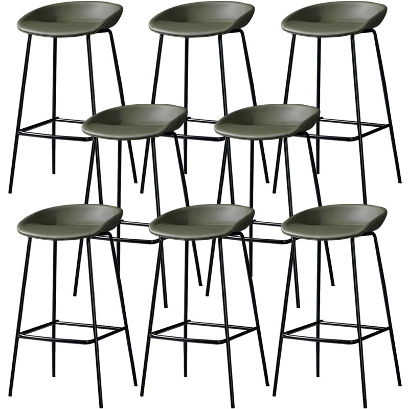 Contemporary Faux Leather Counter Stool Counter Height Bar Stool with Footrest Army Green 8 Piece Set Clearhalo 'Bar Furniture' 'Bar Stools' 'bar_stools' 'furn' 'furn_bar_stools' 'Furniture' 'Kitchen & Dining Furniture' 6244979