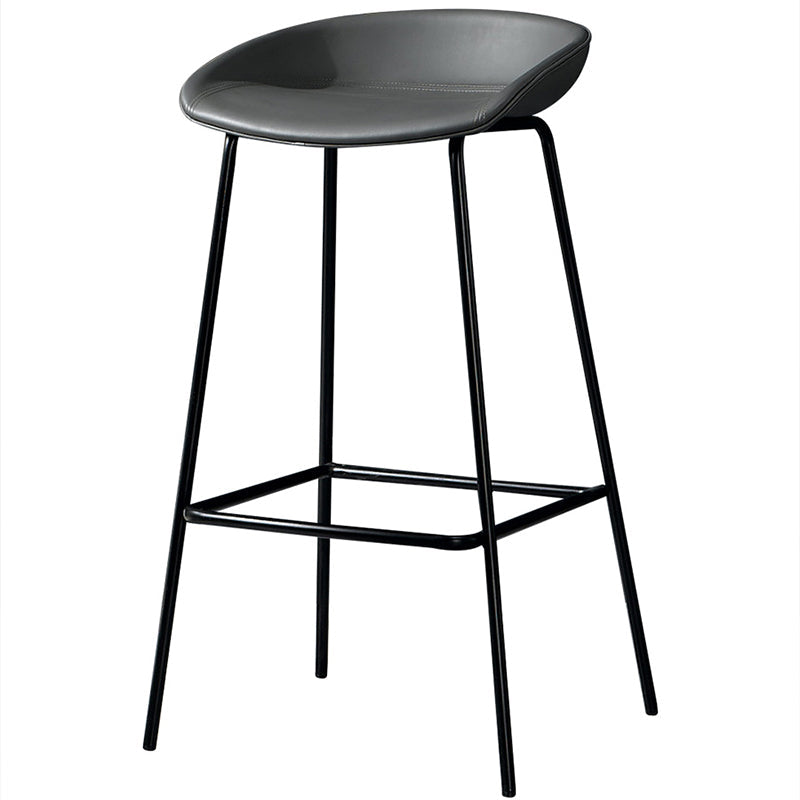 Contemporary Faux Leather Counter Stool Counter Height Bar Stool with Footrest Clearhalo 'Bar Furniture' 'Bar Stools' 'bar_stools' 'furn' 'furn_bar_stools' 'Furniture' 'Kitchen & Dining Furniture' 6244980