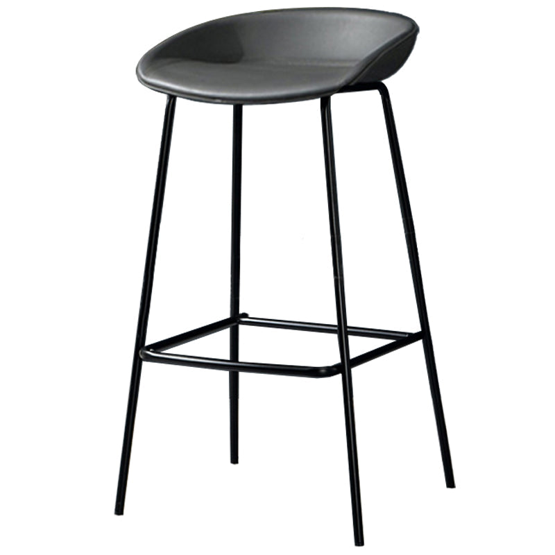 Contemporary Faux Leather Counter Stool Counter Height Bar Stool with Footrest Dark Gray 1 Piece Clearhalo 'Bar Furniture' 'Bar Stools' 'bar_stools' 'furn' 'furn_bar_stools' 'Furniture' 'Kitchen & Dining Furniture' 6244982