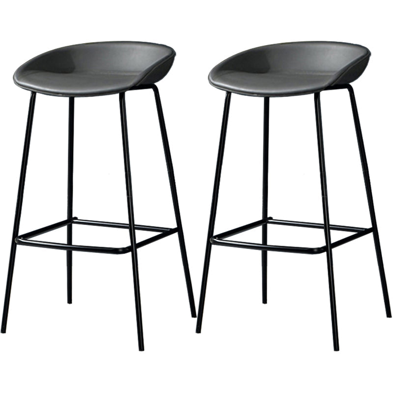 Contemporary Faux Leather Counter Stool Counter Height Bar Stool with Footrest Dark Gray 2 Piece Set Clearhalo 'Bar Furniture' 'Bar Stools' 'bar_stools' 'furn' 'furn_bar_stools' 'Furniture' 'Kitchen & Dining Furniture' 6244983