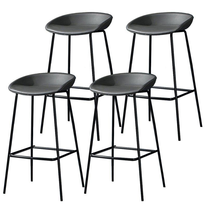 Contemporary Faux Leather Counter Stool Counter Height Bar Stool with Footrest Dark Gray 4 Piece Set Clearhalo 'Bar Furniture' 'Bar Stools' 'bar_stools' 'furn' 'furn_bar_stools' 'Furniture' 'Kitchen & Dining Furniture' 6244986