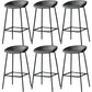 Contemporary Faux Leather Counter Stool Counter Height Bar Stool with Footrest Dark Gray 6 Piece Set Clearhalo 'Bar Furniture' 'Bar Stools' 'bar_stools' 'furn' 'furn_bar_stools' 'Furniture' 'Kitchen & Dining Furniture' 6244988