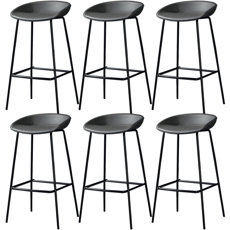 Contemporary Faux Leather Counter Stool Counter Height Bar Stool with Footrest Dark Gray 6 Piece Set Clearhalo 'Bar Furniture' 'Bar Stools' 'bar_stools' 'furn' 'furn_bar_stools' 'Furniture' 'Kitchen & Dining Furniture' 6244988