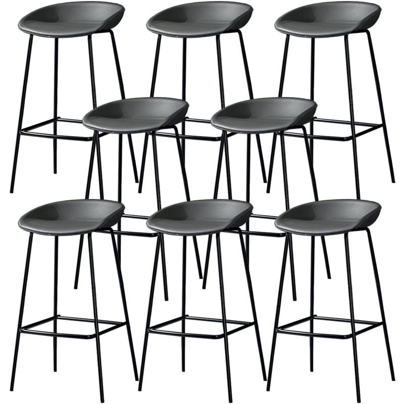 Contemporary Faux Leather Counter Stool Counter Height Bar Stool with Footrest Dark Gray 8 Piece Set Clearhalo 'Bar Furniture' 'Bar Stools' 'bar_stools' 'furn' 'furn_bar_stools' 'Furniture' 'Kitchen & Dining Furniture' 6244990
