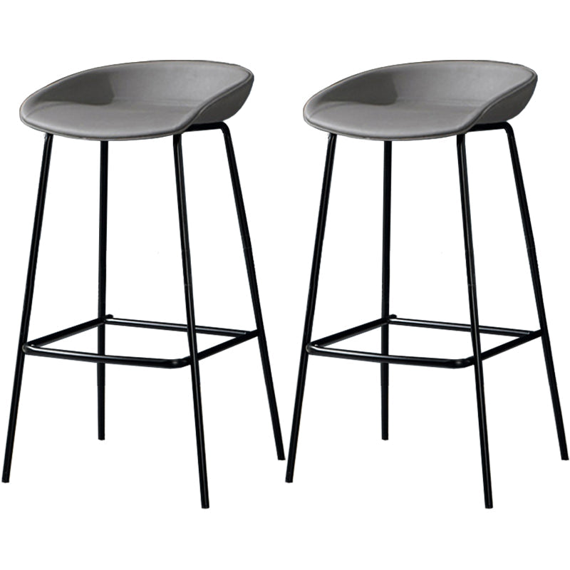 Contemporary Faux Leather Counter Stool Counter Height Bar Stool with Footrest Grey 2 Piece Set Clearhalo 'Bar Furniture' 'Bar Stools' 'bar_stools' 'furn' 'furn_bar_stools' 'Furniture' 'Kitchen & Dining Furniture' 6244992