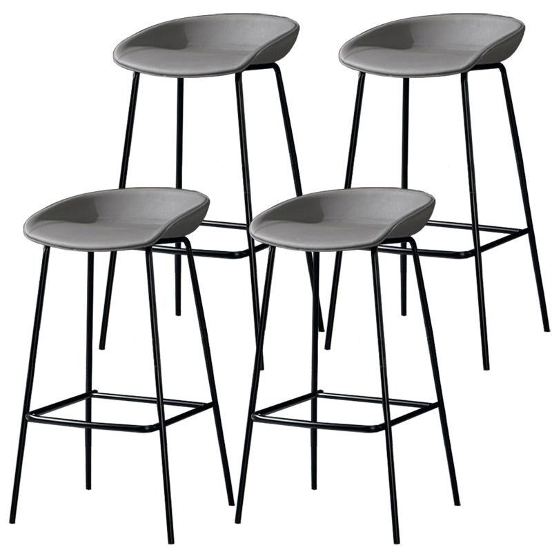 Contemporary Faux Leather Counter Stool Counter Height Bar Stool with Footrest Grey 4 Piece Set Clearhalo 'Bar Furniture' 'Bar Stools' 'bar_stools' 'furn' 'furn_bar_stools' 'Furniture' 'Kitchen & Dining Furniture' 6244994