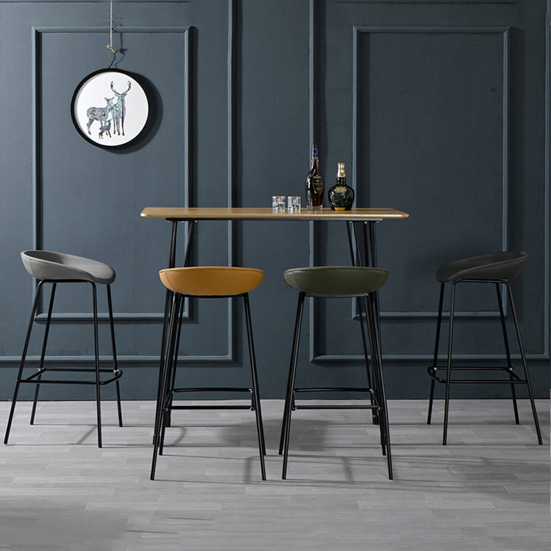 Contemporary Faux Leather Counter Stool Counter Height Bar Stool with Footrest Clearhalo 'Bar Furniture' 'Bar Stools' 'bar_stools' 'furn' 'furn_bar_stools' 'Furniture' 'Kitchen & Dining Furniture' 6244995
