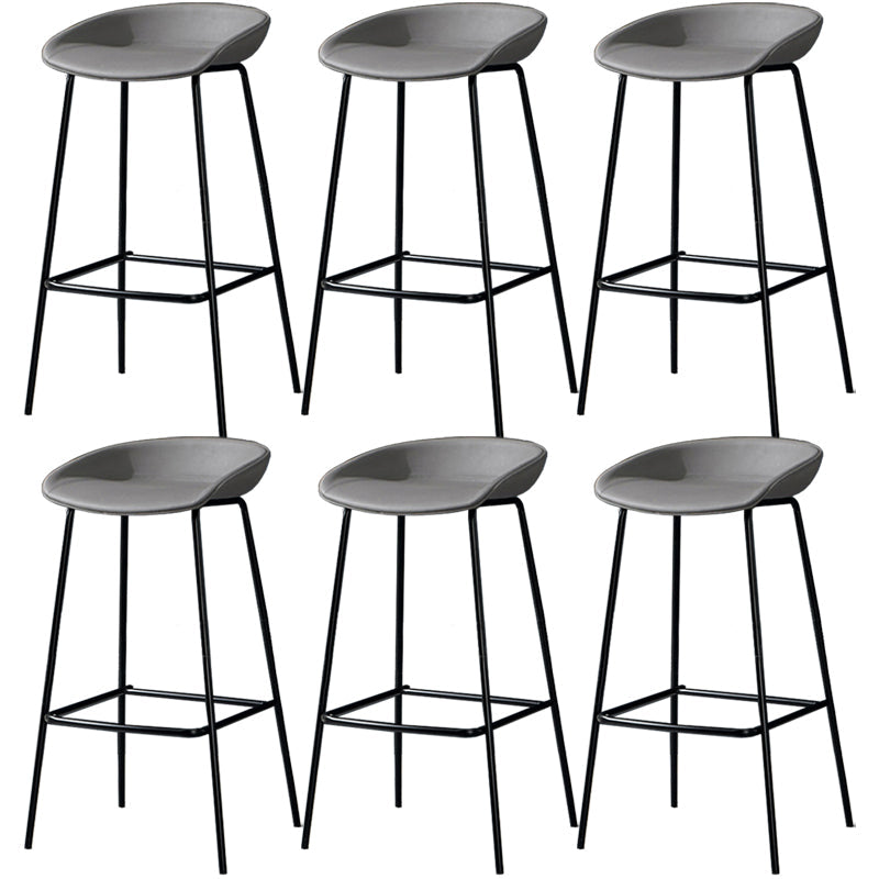 Contemporary Faux Leather Counter Stool Counter Height Bar Stool with Footrest Grey 6 Piece Set Clearhalo 'Bar Furniture' 'Bar Stools' 'bar_stools' 'furn' 'furn_bar_stools' 'Furniture' 'Kitchen & Dining Furniture' 6244996
