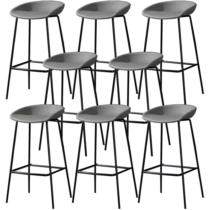 Contemporary Faux Leather Counter Stool Counter Height Bar Stool with Footrest Grey 8 Piece Set Clearhalo 'Bar Furniture' 'Bar Stools' 'bar_stools' 'furn' 'furn_bar_stools' 'Furniture' 'Kitchen & Dining Furniture' 6244998