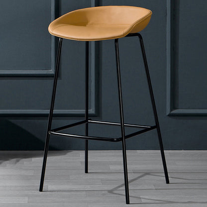 Contemporary Faux Leather Counter Stool Counter Height Bar Stool with Footrest Brown 1 Piece Clearhalo 'Bar Furniture' 'Bar Stools' 'bar_stools' 'furn' 'furn_bar_stools' 'Furniture' 'Kitchen & Dining Furniture' 6244999
