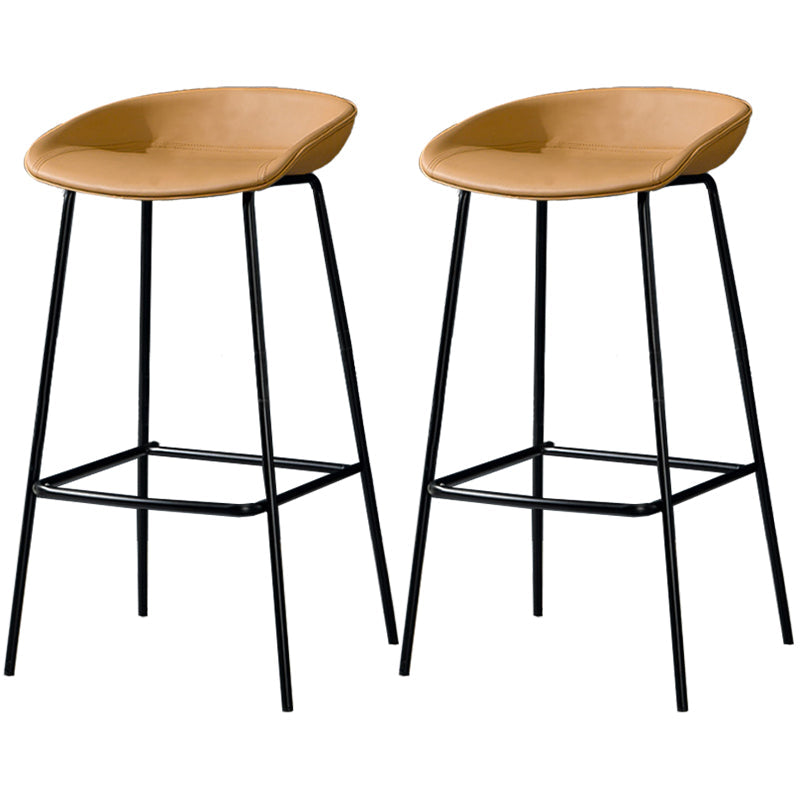 Contemporary Faux Leather Counter Stool Counter Height Bar Stool with Footrest Brown 2 Piece Set Clearhalo 'Bar Furniture' 'Bar Stools' 'bar_stools' 'furn' 'furn_bar_stools' 'Furniture' 'Kitchen & Dining Furniture' 6245000
