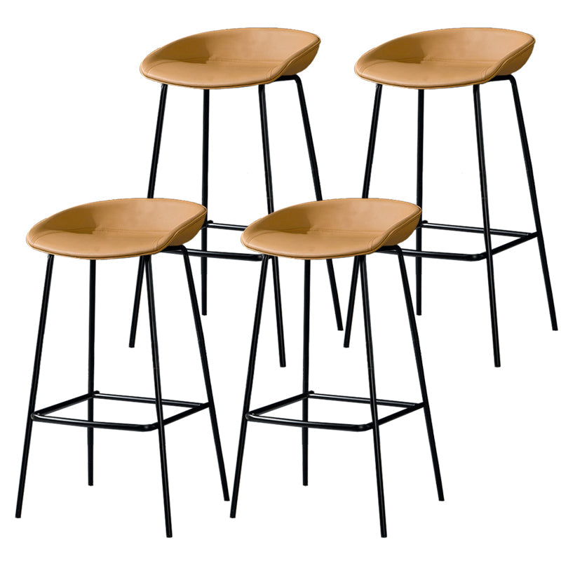 Contemporary Faux Leather Counter Stool Counter Height Bar Stool with Footrest Brown 4 Piece Set Clearhalo 'Bar Furniture' 'Bar Stools' 'bar_stools' 'furn' 'furn_bar_stools' 'Furniture' 'Kitchen & Dining Furniture' 6245001