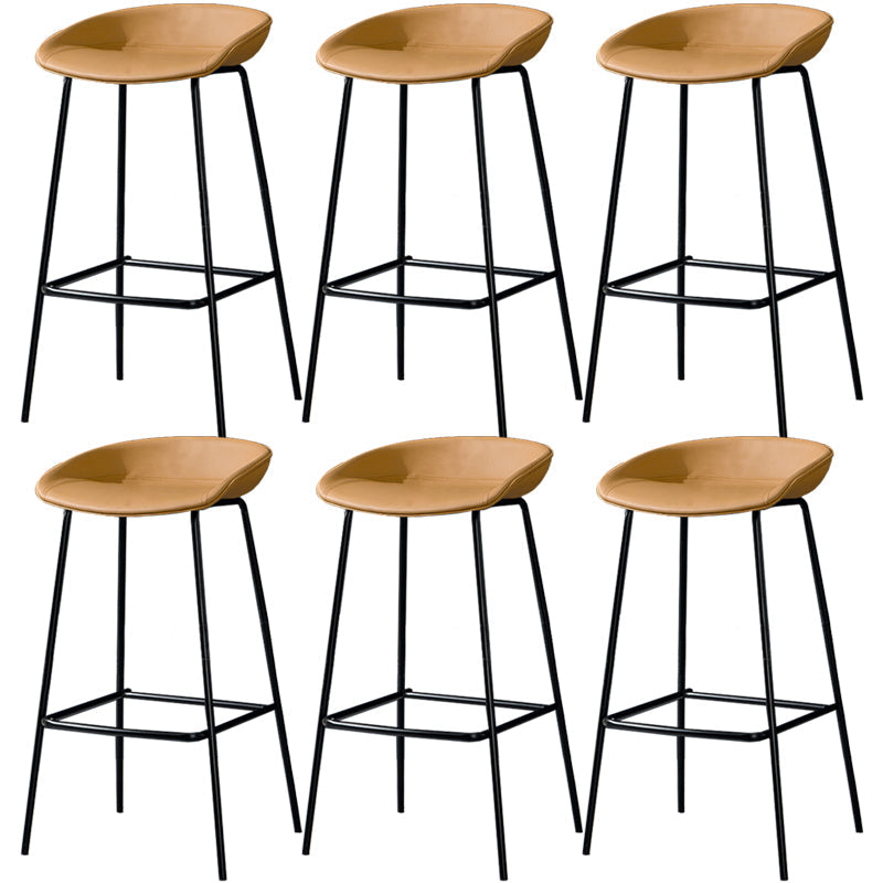 Contemporary Faux Leather Counter Stool Counter Height Bar Stool with Footrest Brown 6 Piece Set Clearhalo 'Bar Furniture' 'Bar Stools' 'bar_stools' 'furn' 'furn_bar_stools' 'Furniture' 'Kitchen & Dining Furniture' 6245002