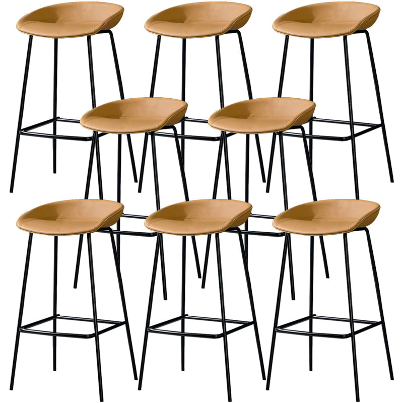 Contemporary Faux Leather Counter Stool Counter Height Bar Stool with Footrest Brown 8 Piece Set Clearhalo 'Bar Furniture' 'Bar Stools' 'bar_stools' 'furn' 'furn_bar_stools' 'Furniture' 'Kitchen & Dining Furniture' 6245003