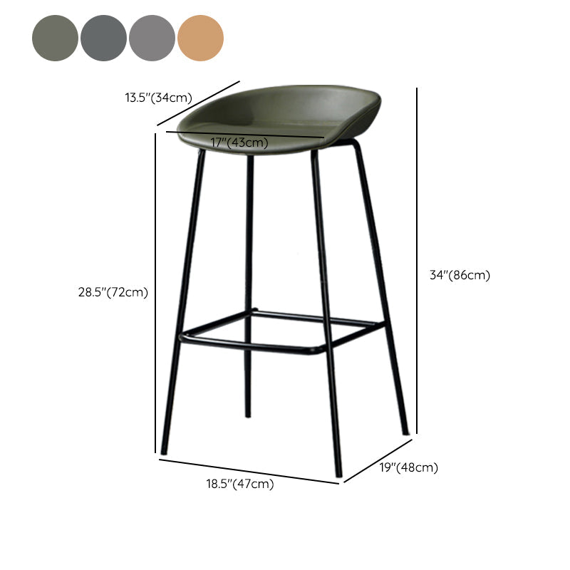 Contemporary Faux Leather Counter Stool Counter Height Bar Stool with Footrest Clearhalo 'Bar Furniture' 'Bar Stools' 'bar_stools' 'furn' 'furn_bar_stools' 'Furniture' 'Kitchen & Dining Furniture' 6245004