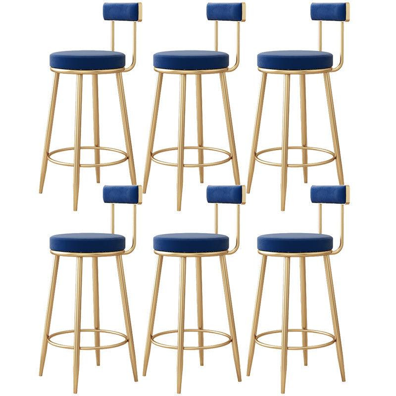 Tabouret de bar à ossature en métal moderne Bas dossier rond sans repose-pied avec repose-pieds