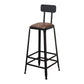 Tabouret de bar à dos basse de style brun de style contemporain avec jambes en métal