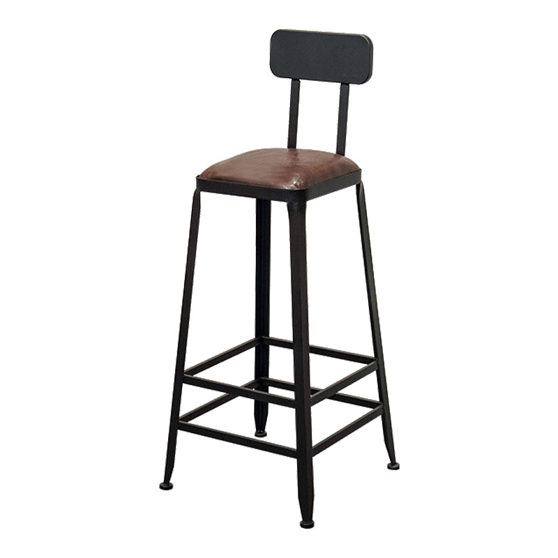 Tabouret de bar à dos basse de style brun de style contemporain avec jambes en métal