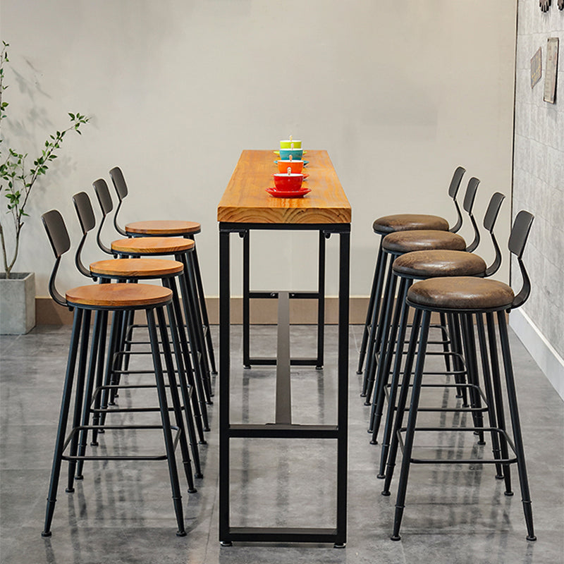 Tabouret de bar à dos basse de style brun de style contemporain avec jambes en métal