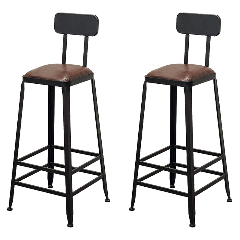 Tabouret de bar à dos basse de style brun de style contemporain avec jambes en métal