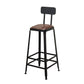 Tabouret de bar à dos basse de style brun de style contemporain avec jambes en métal
