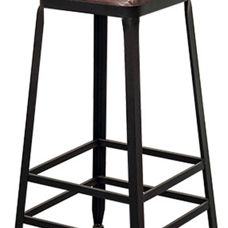 Tabouret de bar à dos basse de style brun de style contemporain avec jambes en métal
