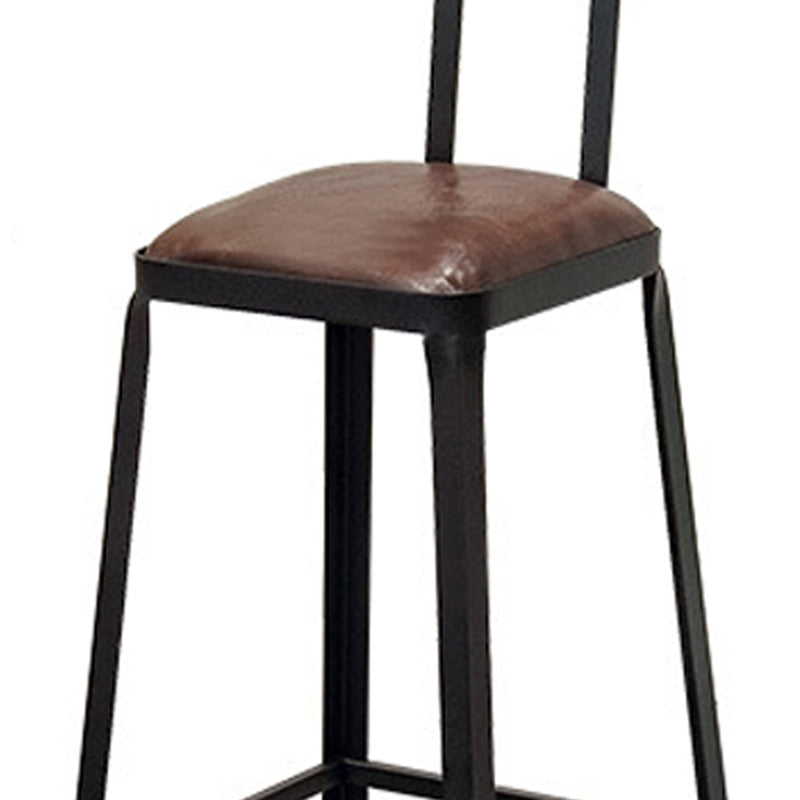 Tabouret de bar à dos basse de style brun de style contemporain avec jambes en métal