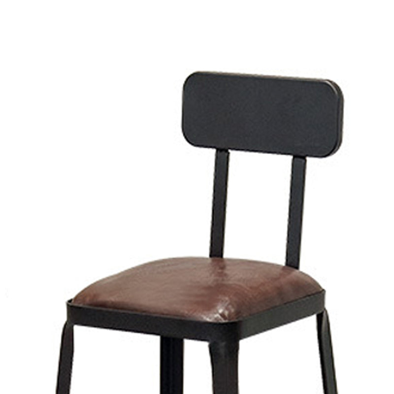 Tabouret de bar à dos basse de style brun de style contemporain avec jambes en métal