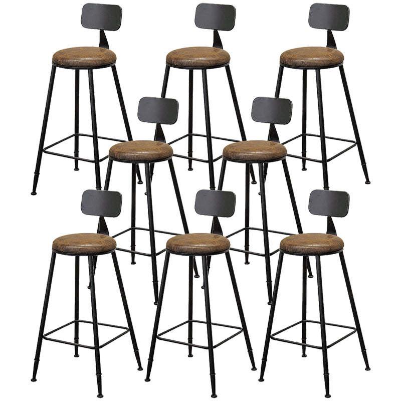 Tabouret de bar à dos basse de style brun de style contemporain avec jambes en métal